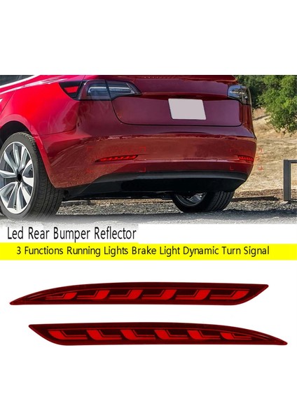 2017-2022 Kırmızı LED Arka Tampon Reflektör 3 Fonksiyonlu Farlar Fren Lambası Dinamik Dönüş Sinyali (Yurt Dışından) fiyatları