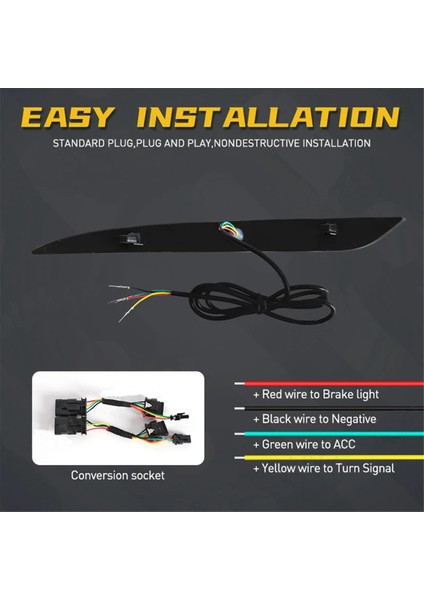 2017-2022 Kırmızı LED Arka Tampon Reflektör 3 Fonksiyonlu Farlar Fren Lambası Dinamik Dönüş Sinyali (Yurt Dışından) indirimleri