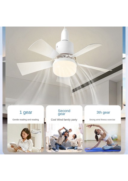 Uzaktan Kumandalı Soket Fan Işığı, Tavan 3 Kademeli, Kısılabilir Led, E27 Taban, Kablosuz (Yurt Dışından)