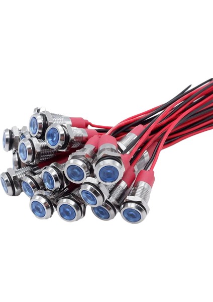 20 Adet 6mm Metal LED Uyarı Gösterge Işığı Sinyal Lambası Pilot Yerleşik Ekran Işıkları Tel 3 V Mavi (Yurt Dışından)