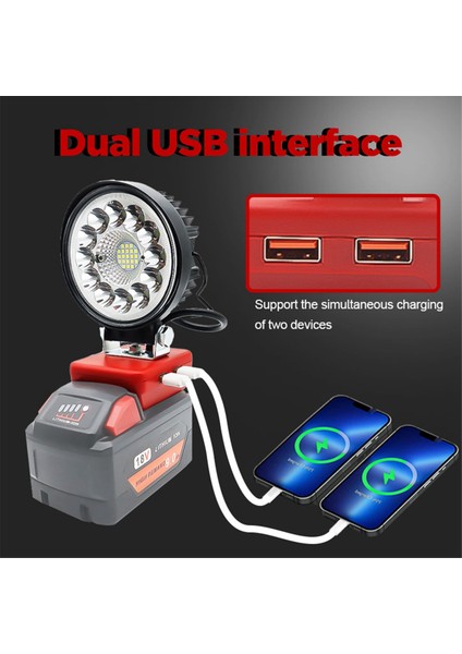 4 Inç Araba LED Çalışma Işığı El Feneri Elektrikli Torch Spot Işığı 18 V Li-Ion Pil Için USB Güç Bankası (Yurt Dışından)