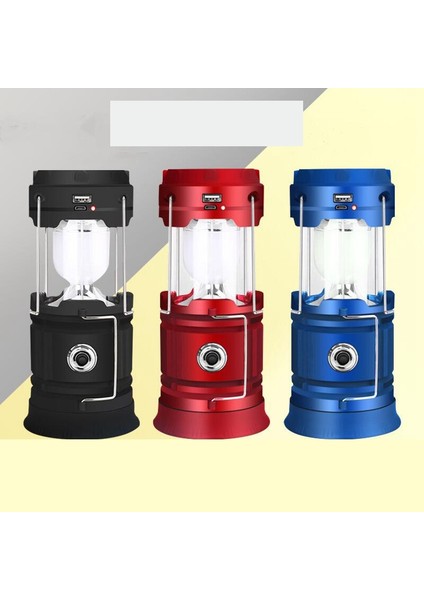 Taşınabilir Güneş LED Kamp Işık Açık Çadır USB Şarj Edilebilir Acil Durum Lambası Arama Işığı, Siyah (Yurt Dışından)