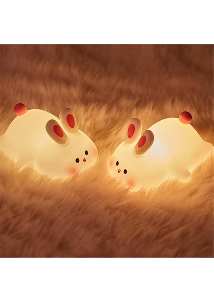 Büyük Yüz Tavşan Işık LED Taşınabilir Şarj Edilebilir Tavşan Lambası Gece Bebek Kreş Için USB Kısılabilir (Yurt Dışından)