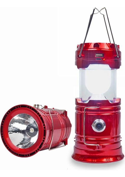 Güneş Enerjili Kamp Feneri Şarj Edilebilir USB LED El Feneri 2 Güç Kaynağı Modu Hayatta Kalma Kiti (Kırmızı Paket) (Yurt Dışından) fiyatları