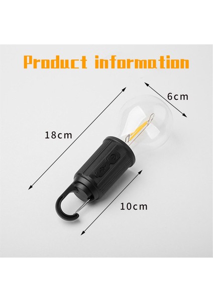 Kanca ile Dış Mekan LED Dize Işık 400MAH Tip-C USB Ampul 3 Mod Su Geçirmez Kamp Fener Asılı Çadır IŞIK-T03 (Yurt Dışından)