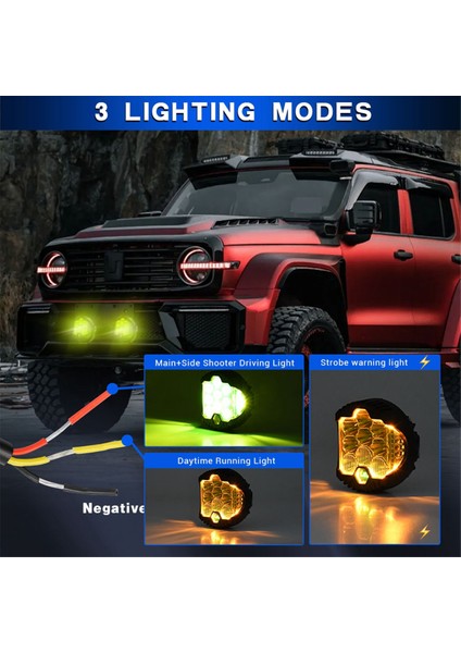 3 Inç Üç Tarafı Aydınlatmalı Çalışma Lambaları Kamyon Suv Tekne Off-Road Araçlar Atv, Sarı Için LED Farlar (Yurt Dışından) modelleri