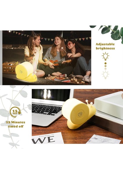 Salyangoz Gece Lambası, Yatak Odası Mutfak Için Rahat Şekil Sevimli Manyetik Masa Lambası, Oda Dekor Hediyeler Gençler-Sarı (Yurt Dışından) indirimleri