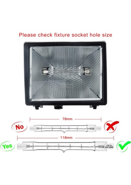 R7S Halojen Ampul 118MM 200W 230V Çubuk Kısılabilir Lamba Işıkları 6'lı Paket (Yurt Dışından) fırsatları