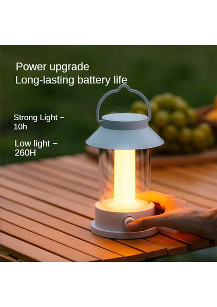 Açık Kamp Işıkları Retro LED Taşınabilir Süper Parlak Atmosferler Dekoratif Işıklar, Beyaz (Yurt Dışından)