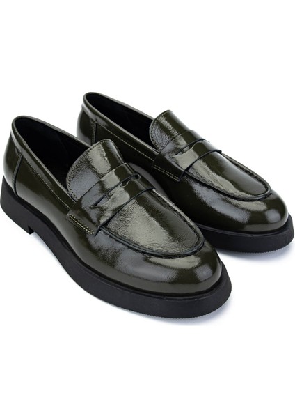 Kadın Haki Rugan Loafer Ayakkabı 1059 0930-1650 Bn Ayk SK24-25 Hakı Krsk Rgn