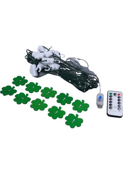 Shamrock Dize Işıkları Yeşilin Günü Irlanda Dekoru 8 Modu 3x3 Metre 200LED Şanslı Peri (Yurt Dışından) fırsatları
