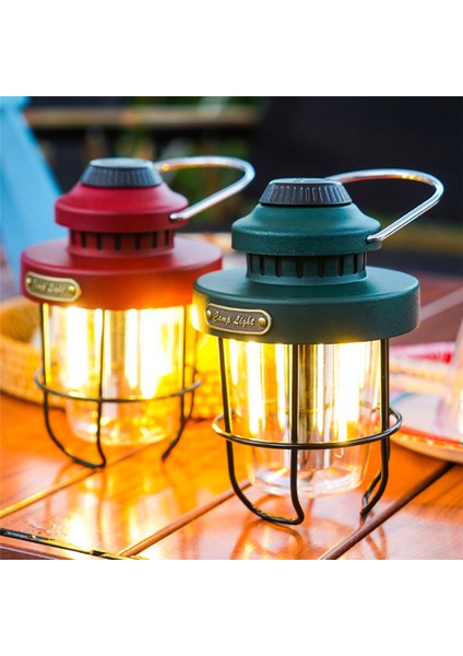 Kamp Taşınabilir Retro Fener Eski Çadır Aydınlatma USB Şarj Edilebilir LED Lamba Asılı Acil Durum Işığı Yeşil (Yurt Dışından)