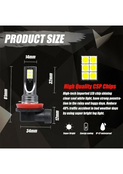 10 Adet Araba H11 H8 H9 Cob 60 W 6000 K LED Far Sis Ampuller Halojen Kitini Değiştirin Şeffaf Beyaz (Yurt Dışından) indirimleri