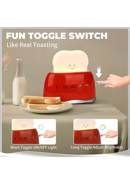 Retro Dekor Tost Makinesi Lambası, Retro Şekil Masa Dekorasyon Gençler Gençler Aralar Kadınlar Için Hediyeler Kırmızı (Yurt Dışından) fiyatları