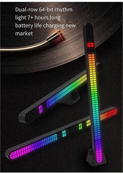 Yeni Çift Sıralı 64-Bit Pikap Işık Araba Rgb Ritim Ses Kontrollü Ses Atmosferi (Yurt Dışından)