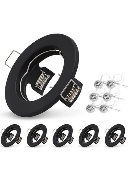 6 Adet Aşağı Işık Çerçevesi Gömme LED Tavan Armatürleri Downlight MR16 Spot Işıklar Montaj Armatür Siyah (Yurt Dışından)