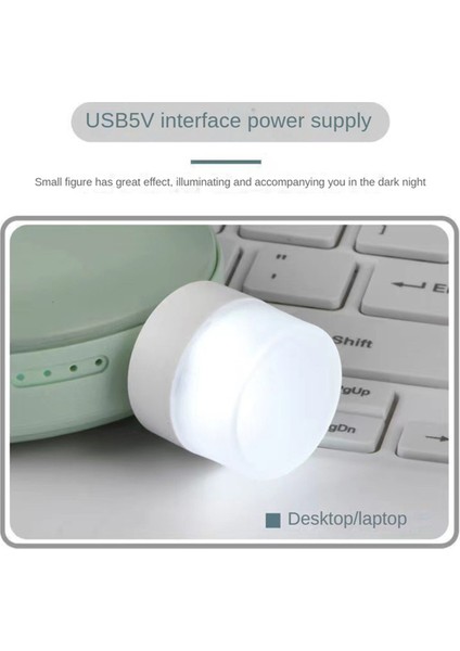 10 Adet Mini USB Gece Lambası Göz Koruması Kitap Okuma Fişi Bilgisayar Mobil Güç LED Lamba, Beyaz (Yurt Dışından)