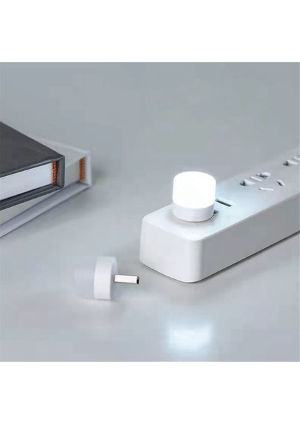 10 Adet Mini USB Gece Lambası Göz Koruması Kitap Okuma Fişi Bilgisayar Mobil Güç LED Lamba, Beyaz (Yurt Dışından)