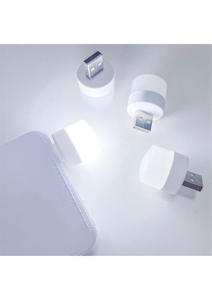 10 Adet Mini USB Gece Lambası Göz Koruması Kitap Okuma Fişi Bilgisayar Mobil Güç LED Lamba, Beyaz (Yurt Dışından)