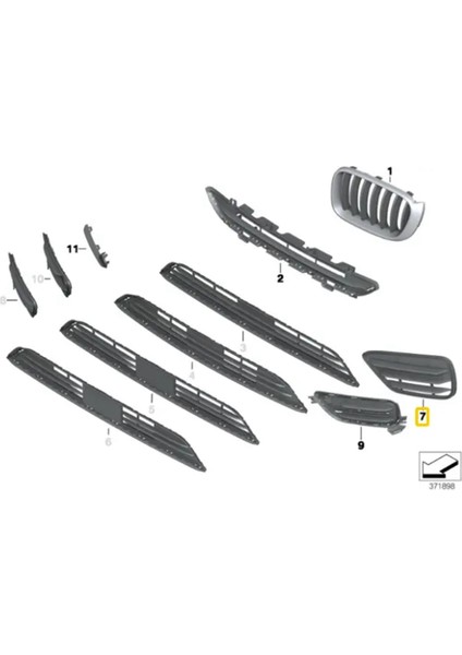 1 Adet Sağ Ön Tampon Örgü Sis Farı Çerçevesi X3 F25 51117338514 Parçaları (Yurt Dışından) fırsatları