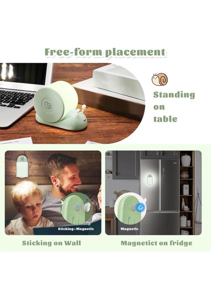 Salyangoz Gece Lambası, Yatak Odası Mutfak Için Rahat Şekil Sevimli Manyetik Masa Lambası, Oda Dekor Hediyeler Gençler-Yeşil (Yurt Dışından) fiyatları