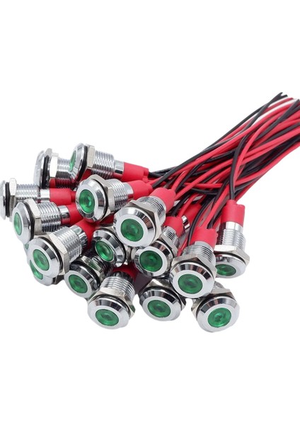 20 Adet 6mm Metal LED Uyarı Gösterge Işığı Sinyal Lambası Pilot Yerleşik Ekran Işıkları Tel 3 V Yeşil (Yurt Dışından)