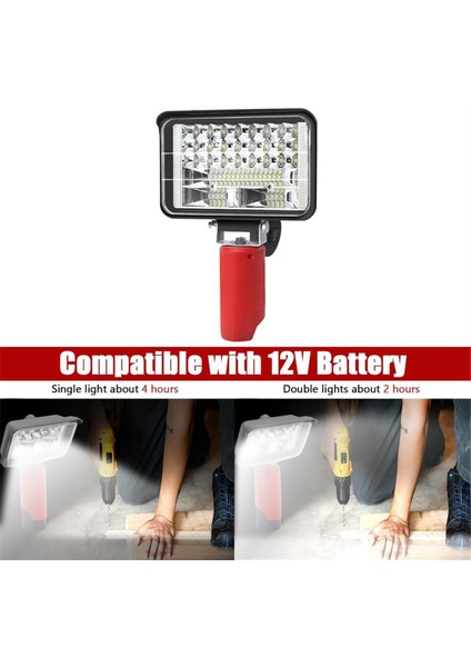12V Pil Için Taşınabilir LED Çalışma Işığı, 7200LM 144W Ayarlanabilir El Feneri Akülü Akülü Sel (Yurt Dışından)