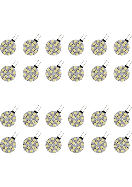 24PCS G4 Puck Işıkları LED Ampuller Yan Pim Tabanı Yuvarlak 5050 12SMD Rv Işık Ev Okuma Işığı, Beyaz (Yurt Dışından)