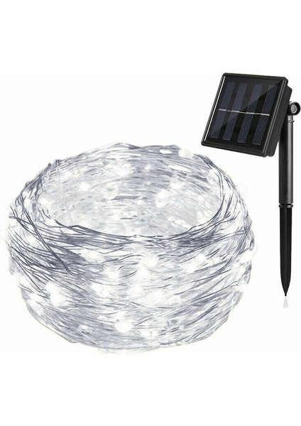 Güneş Enerjili Işıklar 100 LED Dize Peri Açık Noel Aydınlatma Için Avlu Sokak Bahçe Dekor 10 M Beyaz (Yurt Dışından)