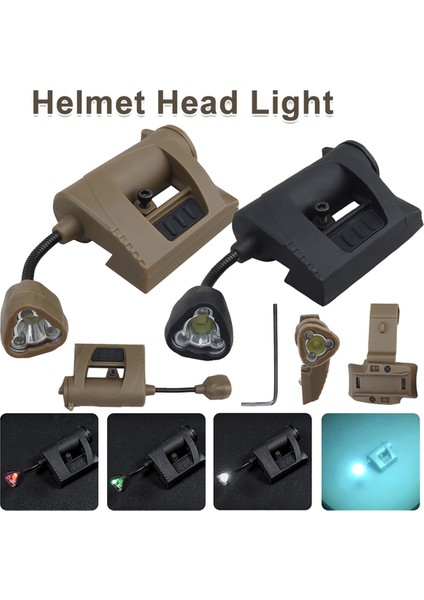 Kask Lambası Mpls Şarj El Feneri 3 Modu Far Naylon Enerji Tasarruflu Açık Hava Lambası Avcılık Kamp, Çamur Rengi (Yurt Dışından)