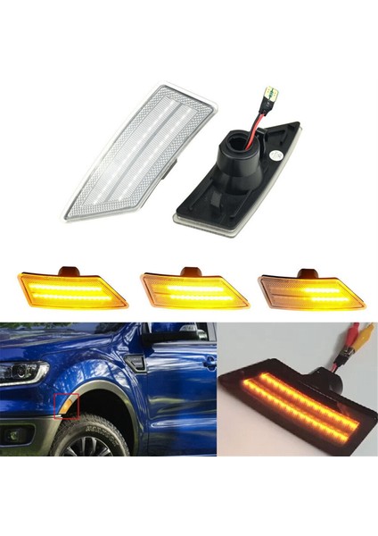 Araba Sıralı Flaşör Dinamik LED Yan Sinyal Lambası Ön Tampon Dönüş Sinyali Lambası Ranger 2019-2020 Için (Yurt Dışından) fırsatları