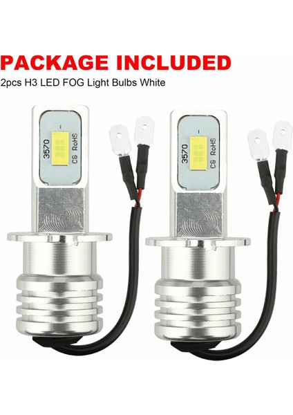 6x H3 Süper Parlak -Led Far Kiti 100W 10000LM Sis Drl Ampuller 6000K Beyaz (Yurt Dışından) indirimleri