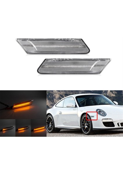 Araba Dinamik LED Amber Yan Sinyal Lambası Dönüş Sinyali Lambaları 997631033, 997631034 Şeffaf Lens Için 911 997 987 05-12 (Yurt Dışından)