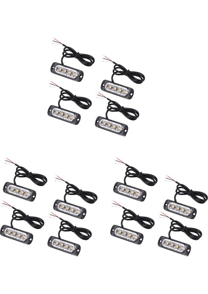 12 Adet 4 LED Amber Kurtarma Strobe Işıklar 12V 24V Turuncu Izgara Arıza Yanıp Sönüyor (Yurt Dışından)