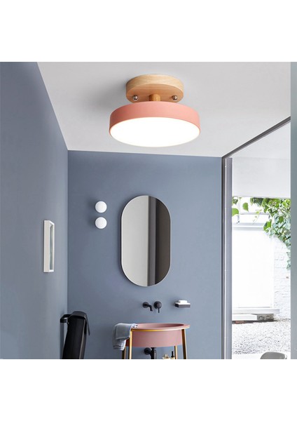 2x Tavan Işıkları Modern LED Iskandinav Ahşap Aydınlatma Armatürü Kapalı Armatür Mutfak Oturma Yatak Odası Banyo-Pembe (Yurt Dışından)