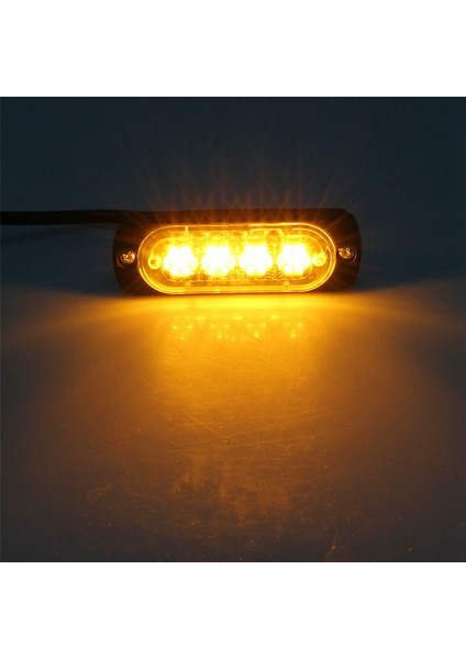 12 Adet 4 LED Amber Kurtarma Strobe Işıklar 12V 24V Turuncu Izgara Arıza Yanıp Sönüyor (Yurt Dışından)