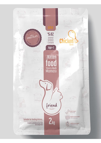 Friend Pet Premium Gold Yavru Kedi Maması Tavuklu 2 Kilo %100 Yeme Garantili fiyatları