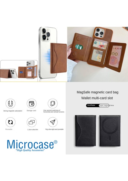 6 Bölmeli Magsafe Özellikli Telefon Arkası Kartlık Suni Deri AL4852 modelleri