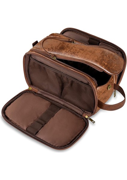 Beylere Özel Vintage Tarzı Pu Deri Dopp Kit - Seyahat Için Geniş ve Kullanışlı (Yurt Dışından)