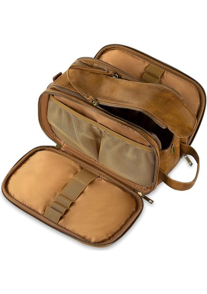 Beylere Özel Vintage Tarzı Pu Deri Dopp Kit - Seyahat Için Geniş ve Kullanışlı (Yurt Dışından)