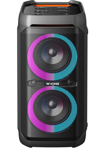 W-Kıng T11 Bluetooth Hoparlör 220W Partybox 24S Dinleme Işıklı Ipx6 Kablosuz Stereo Tws Ses Bombası Siyah