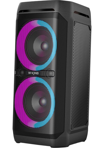 W-Kıng T11 Bluetooth Hoparlör 220W Partybox 24S Dinleme Işıklı Ipx6 Kablosuz Stereo Tws Ses Bombası Siyah