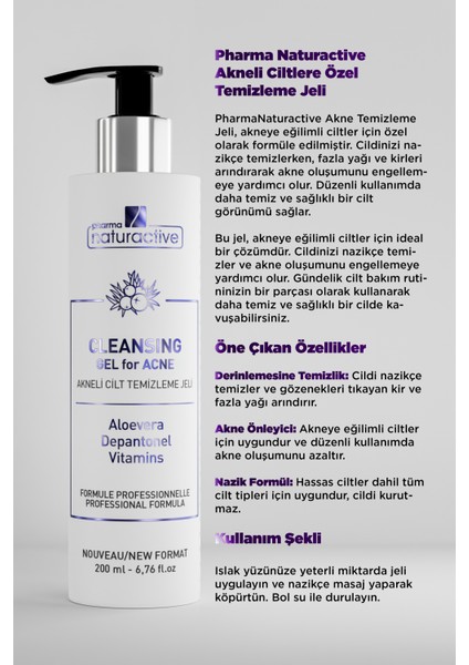 Akneli Ciltler İçin Temizleme Jeli, 200 ML fiyatları