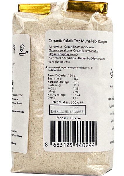 Organik Yulaflı Bebek Muhallebisi Karışımı 300 gr Ek Gıda +6 Ay