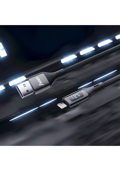 12W Dijital LED Ekranlı Usb-A To Lightning iPhone iPad Örgülü Hızlı Şarj ve Data Kablosu 2 Metre fırsatları