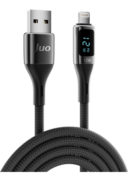 12W Dijital LED Ekranlı Usb-A To Lightning iPhone iPad Örgülü Hızlı Şarj ve Data Kablosu 2 Metre indirimleri