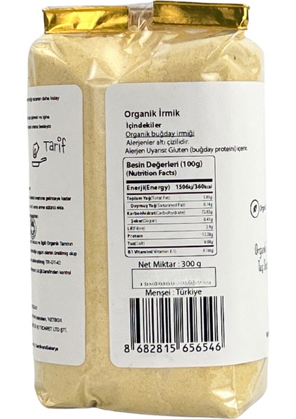 Organik Doğal Bebek Irmiği 300 gr Katkısız +6 Ay