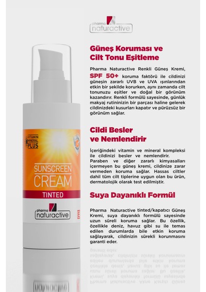 Pharmanaturactive Kapatıcılı (Tinted), Anında Koruma Etkili Güneş Kremi, 100 ML