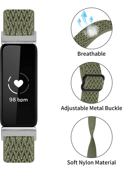 Fitbit Inspire 3 Için Dalga Örgülü Naylon Kayış (Yurt Dışından)
