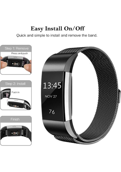 Fıt Charge 2 Için Paslanmaz Çelik Kordonlu Saat, Boyut: S (Yurt Dışından) fırsatları